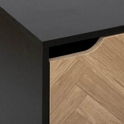 Regał zamykany do salonu 5five simply smart Mix`n Door Chevrons czarny z frontem w jodełkę